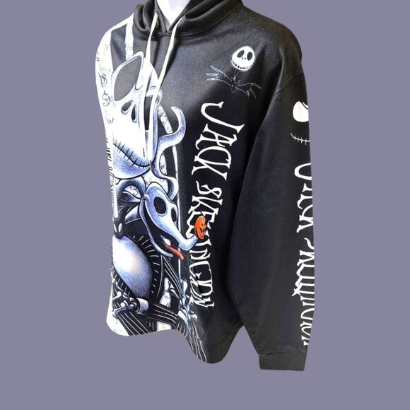JACK SKELLINGTIN & SALLY Oversized Plus Size Pullover Skull, Graphic Hoodie XXXL - Picture 3 of 16